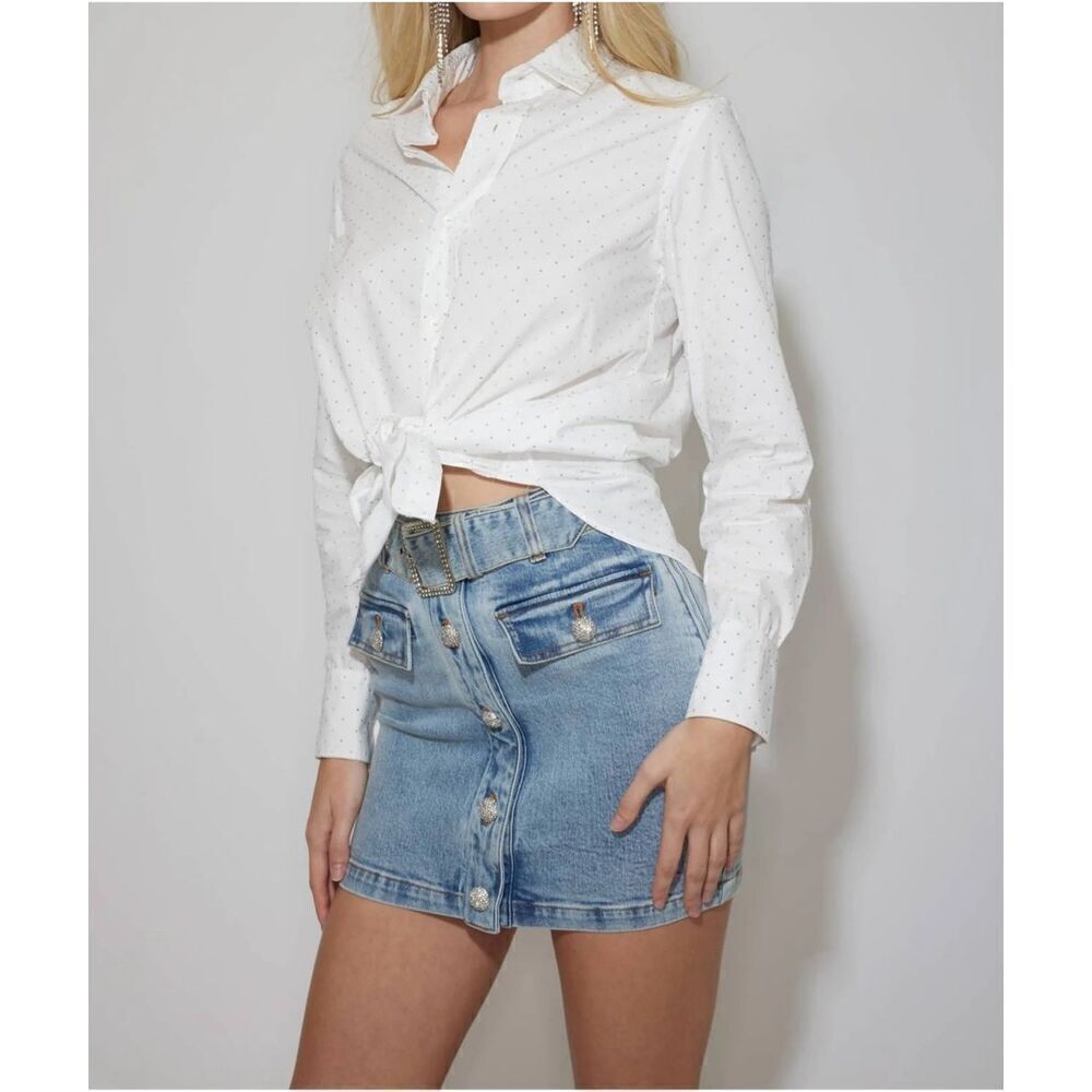 Generation Love Marc Crystal Shirt In White Size S